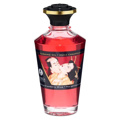 Shunga Aphrodisiac Warming Oil Sparkling Strawberry Wine 100ml - rozgrzewający olejek do masażu z aromatem truskawkowego wina Shunga Aphrodisiac Warming Oil Sparkling Strawberry Wine 100ml - rozgrzewający olejek do masażu z aromatem truskawkowego wina