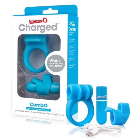 The Screaming O Charged CombO Kit #1 Blue - zestaw akcesoriow z wibracją