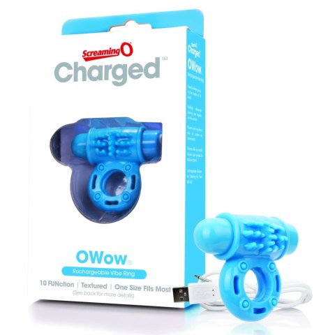 The Screaming O Charged OWow Blue - pierścień wibracyjny, ładowalny, 10 trybow
