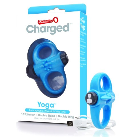 The Screaming O Charged Yoga Blue - pierścień wibrujący, 10 trybow, niebieski