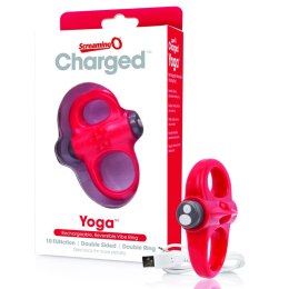 The Screaming O Charged Yoga Red - elastyczny pierścień wibrujący z podwojną pętlą
