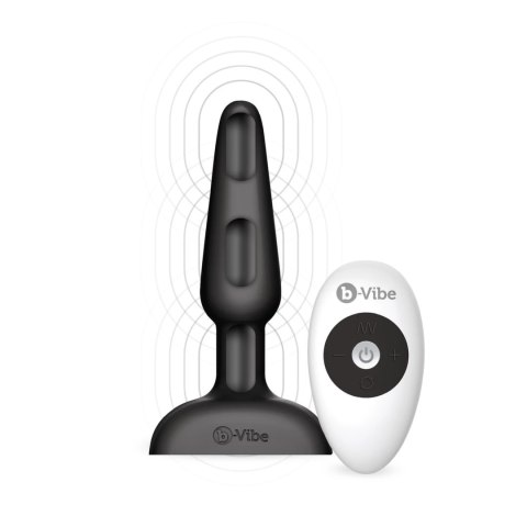 B-Vibe Trio Plug Black - model z 3 silnikami, pilot, silikon, średni B-Vibe Trio Plug Black - model z 3 silnikami, pilot, silikon, średni