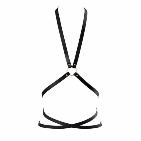 Bijoux Indiscrets Maze Body Harness Black - wielopozycyjna uprząż z eko-skory Bijoux Indiscrets Maze Body Harness Black - wielopozycyjna uprząż z eko-skory