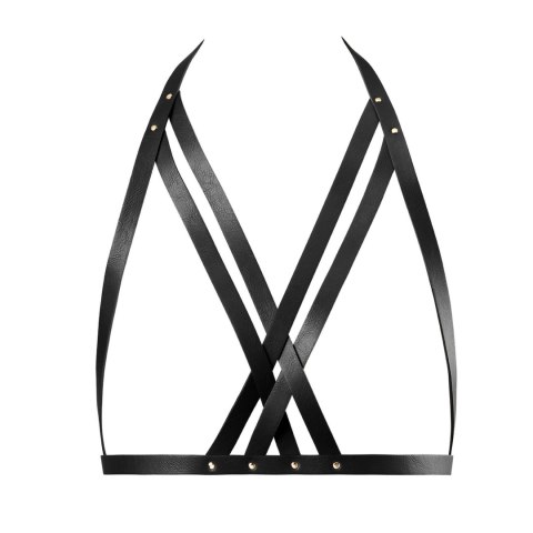 Bijoux Indiscrets Maze Halter Bra Harness Black - Uprząż piersiowa, regulowana, czarna Bijoux Indiscrets Maze Halter Bra Harness Black - Uprząż piersiowa, regulowana, czarna