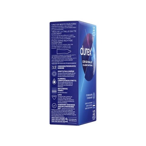 Durex Originals Classic Natural 12 szt. lateksowe, 54 mm, nawilżane Durex Originals Classic Natural 12 szt. lateksowe, 54 mm, nawilżane