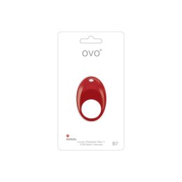 OVO B7 Red - Pierścień wibrujący silikonowy, wodoodporny, cichy