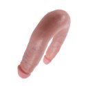 Pipedream King Cock U-Shaped Double Trouble Small Flesh - elastyczny model podwojny