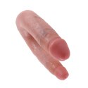Pipedream King Cock U-Shaped Double Trouble Small Flesh - elastyczny model podwojny