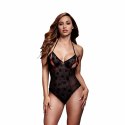 Baci Body Lace Teddy Black - koronkowy model z kwiatowym wzorem, One Size