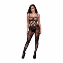 Baci Bodystocking Racerback One Size - Siateczkowy model z wycięciem