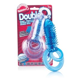 The Screaming O DoubleO 8 Blue - podwojny pierścień wibrujący, silikon SEBS