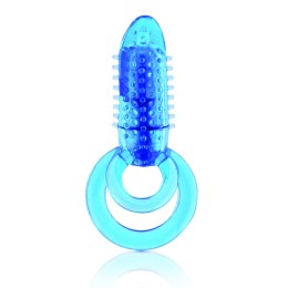 The Screaming O DoubleO 8 Blue - podwojny pierścień wibrujący, silikon SEBS