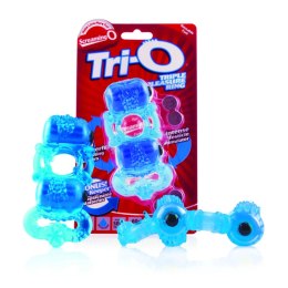 The Screaming O TriO Blue - pierścień wibrujący z podwojnym napędem, niebieski