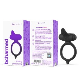 B Swish bcharmed Basic Black - silikonowy wodoodporny pierścień wibrujący