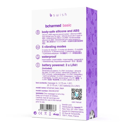 B Swish bcharmed Basic Black - silikonowy wodoodporny pierścień wibrujący B Swish bcharmed Basic Black - silikonowy wodoodporny pierścień wibrujący