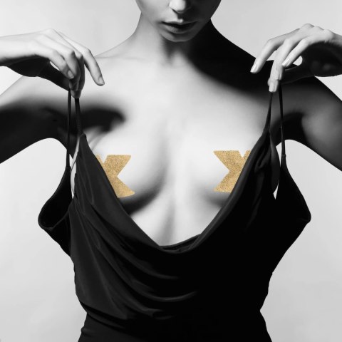 Bijoux Indiscrets Flash Cross Gold - ozdobne naklejki wielorazowe złote Bijoux Indiscrets Flash Cross Gold - ozdobne naklejki wielorazowe złote