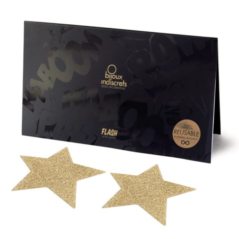 Bijoux Indiscrets Flash Star Gold - Złote naklejki dekoracyjne wielorazowe Bijoux Indiscrets Flash Star Gold - Złote naklejki dekoracyjne wielorazowe