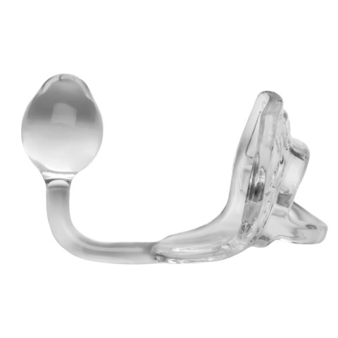 Perfect Fit Armour Tug Lock Clear - Pierścień intymny z wtyczką, 43 mm Perfect Fit Armour Tug Lock Clear - Pierścień intymny z wtyczką, 43 mm