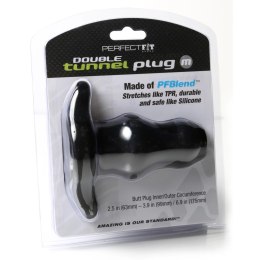 Perfect Fit Double Tunnel Plug Medium Black - Model z Podwojnym Kanałem, Czarny Średni