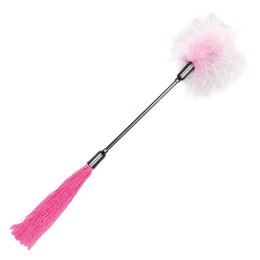 S&M Whip & Tickle Pink & White - akcesorium 2w1: bat i piorko, 40 cm