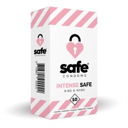 Safe Intense 10 szt. prezerwatywy z wypustkami i teksturą, 52 mm