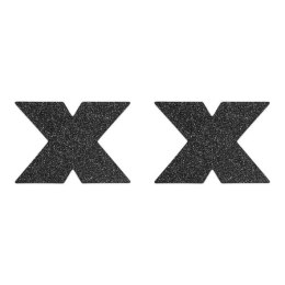 Bijoux Indiscrets Flash Cross Black - samoprzylepne ozdoby silikonowe czarne