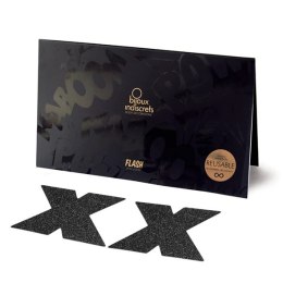 Bijoux Indiscrets Flash Cross Black - samoprzylepne ozdoby silikonowe czarne