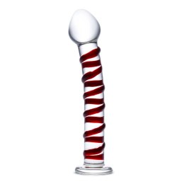 Glas Mr. Swirly - szklany model spiralny, długość 20 cm, czerwony akcent