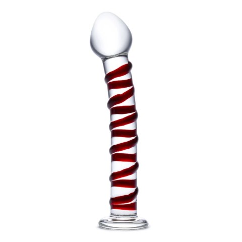 Glas Mr. Swirly - szklany model spiralny, długość 20 cm, czerwony akcent