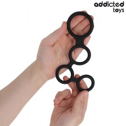 Addicted Toys - Pierścień anatomiczny z przegrodami, czarny, rozmiar uniwersalny