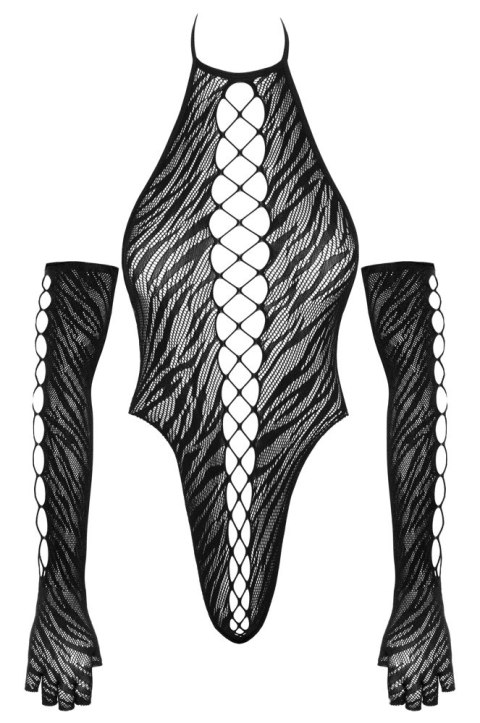 Cottelli Fantasy Body z Długimi Rękawiczkami Czarny S-L siateczka Cottelli Fantasy Body z Długimi Rękawiczkami Czarny S-L siateczka