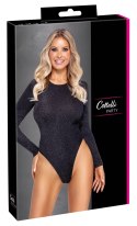 Cottelli PARTY Body z Długim Rękawem Srebrny Brokat Czarny S