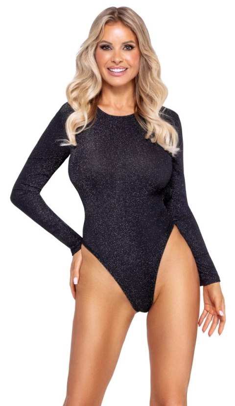 Cottelli PARTY Body z Długim Rękawem Srebrny Brokat Czarny S Cottelli PARTY Body z Długim Rękawem Srebrny Brokat Czarny S
