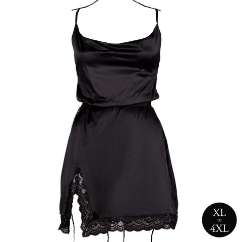 Obsessive Plus Size Czarna Sukienka Open Back z Koronką i Rozcięciem XL-4XL Obsessive Plus Size Czarna Sukienka Open Back z Koronką i Rozcięciem XL-4XL