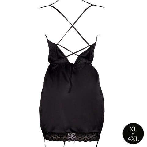 Obsessive Plus Size Czarna Sukienka Open Back z Koronką i Rozcięciem XL-4XL Obsessive Plus Size Czarna Sukienka Open Back z Koronką i Rozcięciem XL-4XL