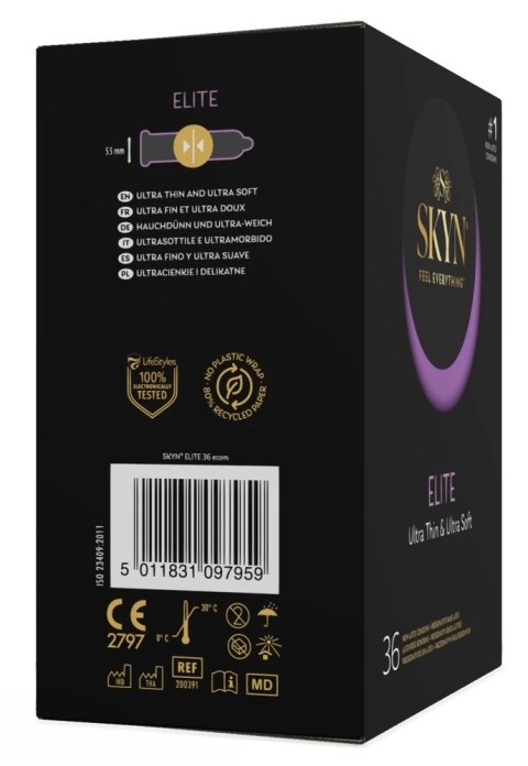 SKYN Elite 36 szt. prezerwatywy ultra cienkie nielateksowe wilgotne SKYN Elite 36 szt. prezerwatywy ultra cienkie nielateksowe wilgotne