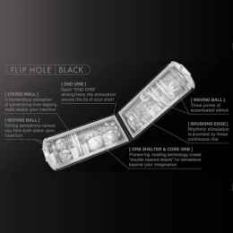 Tenga Flip Hole Black - rozkładana maszyna intymna z przyciskami