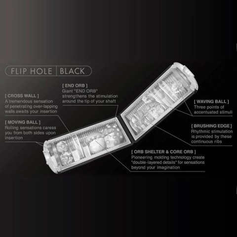 Tenga Flip Hole Black - rozkładana maszyna intymna z przyciskami Tenga Flip Hole Black - rozkładana maszyna intymna z przyciskami