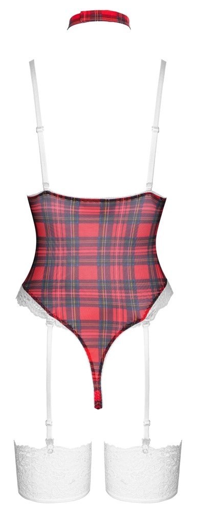 Cottelli Lingerie Body Plaid XL - koronkowy komplet z chokerem, rozmiar XL Cottelli Lingerie Body Plaid XL - koronkowy komplet z chokerem, rozmiar XL