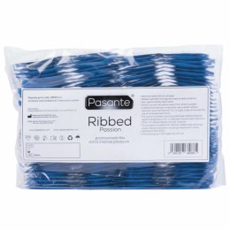Pasante Ribbed 144 szt. prezerwatywy transparentne, prążkowana powierzchnia
