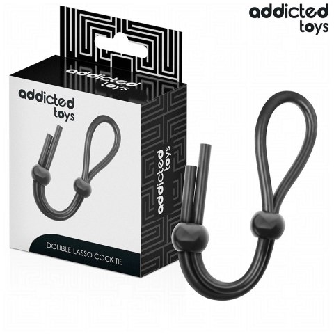 Addicted Toys Double Loop silikonowa lina z podwójną pętlą 19,5 cm czarna BDSM