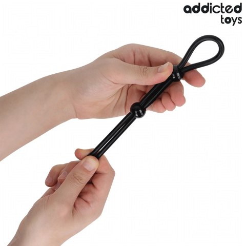Addicted Toys Double Loop silikonowa lina z podwójną pętlą 19,5 cm czarna BDSM