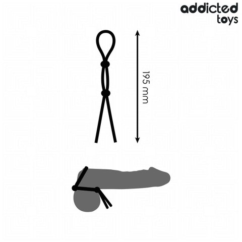 Addicted Toys Double Loop silikonowa lina z podwójną pętlą 19,5 cm czarna BDSM