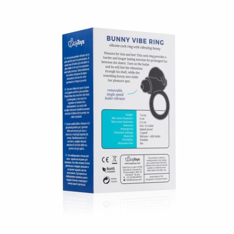 Easy Toys Bunny Vibe Ring czarny wibrujący pierścień na penisa silikonowy