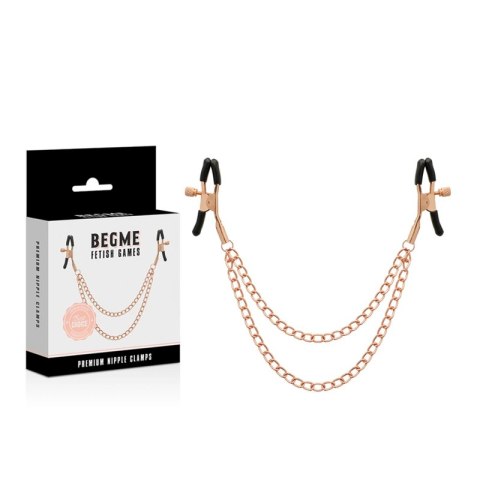 Begme Premium Black Edition - Zaciski na Sutki z Łańcuszkiem, Stal Begme Premium Black Edition - Zaciski na Sutki z Łańcuszkiem, Stal