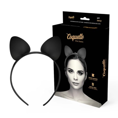 Coquette Chic Desire Opaska z Kocimi Uszami ze Skory Wegańskiej Czarna Coquette Chic Desire Opaska z Kocimi Uszami ze Skory Wegańskiej Czarna