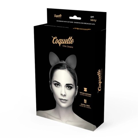 Coquette Chic Desire Opaska z Kocimi Uszami ze Skory Wegańskiej Czarna Coquette Chic Desire Opaska z Kocimi Uszami ze Skory Wegańskiej Czarna