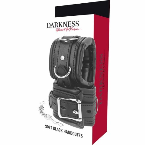 Darkness Kajdanki Bondage PU Skora Metal Wyściełane 20cm Czarne Darkness Kajdanki Bondage PU Skora Metal Wyściełane 20cm Czarne