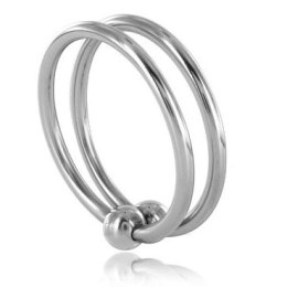 Metal Hard - Stalowy podwojny pierścień intymny 30 mm, chromowany