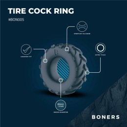 Boners Tire Cock Ring silikonowy pierścień erekcyjny uciskowy na penisa szary